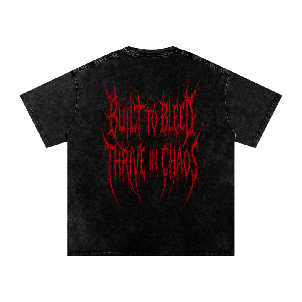 Snow Washed Cvlted Cotton T-Shirt (Red)