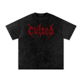 Snow Washed Cvlted Cotton T-Shirt (Red)