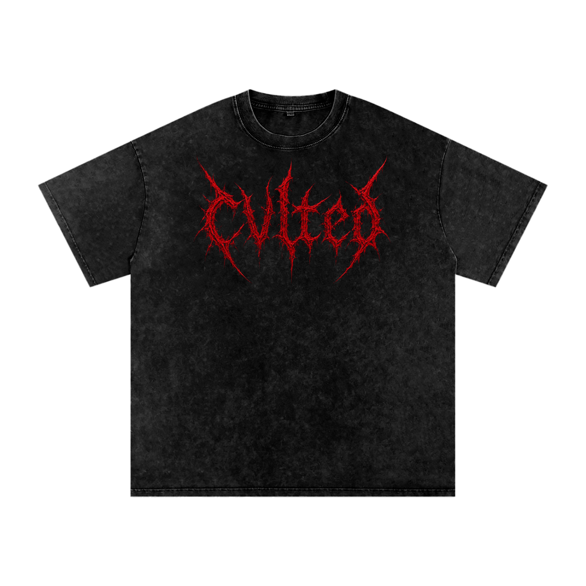 Snow Washed Cvlted Cotton T-Shirt (Red)