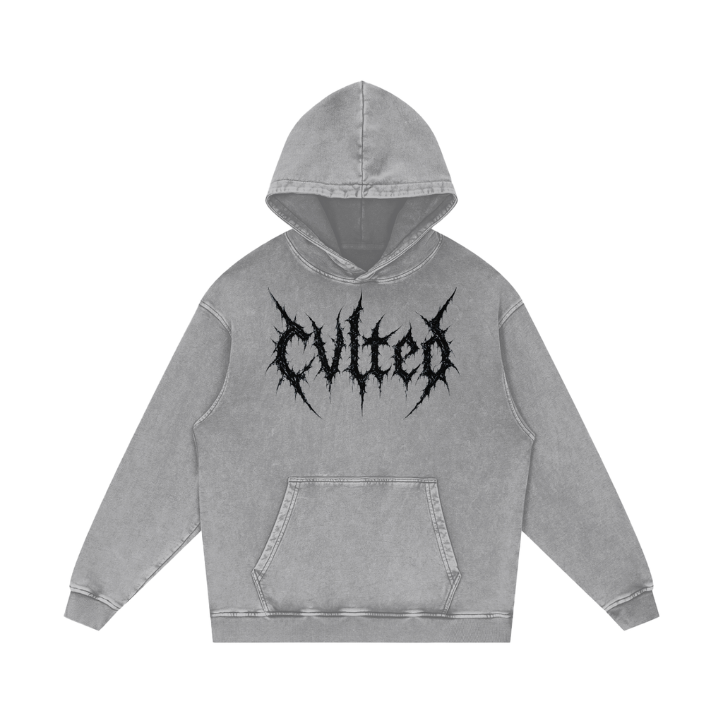 Grey Cvlted Stone Wash Hoodie
